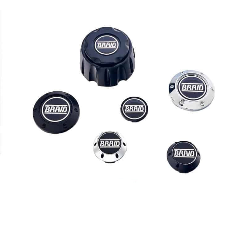Braid Wheels - Center CAPS  Medium - Chrome on Bleeding Tarmac