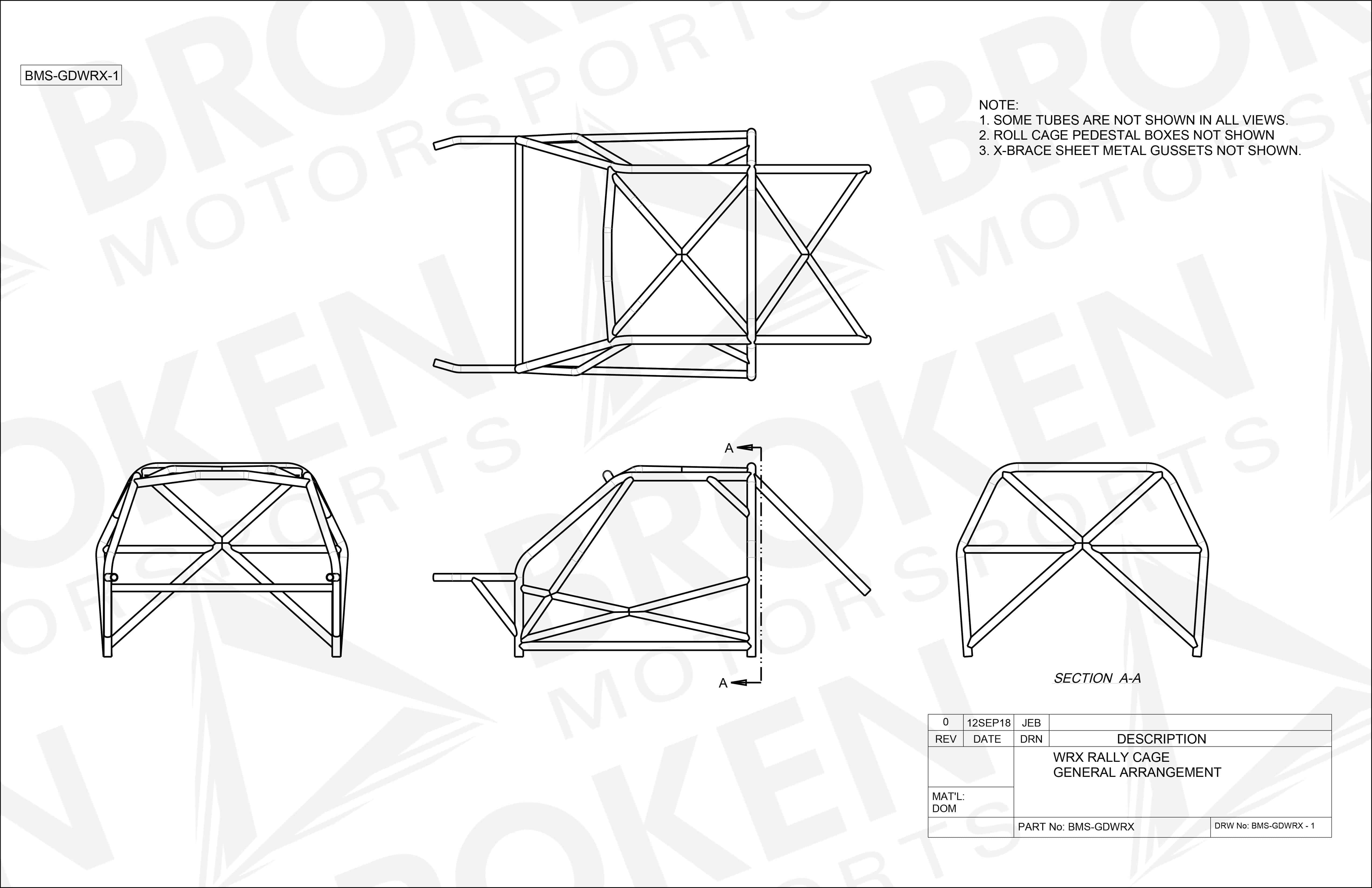 Broken Motorsports - Subaru GD Sedan & Wagon Roll Cage Kit BM-GD-WRX-HALF-PLATES Half Cage Kit / Yes (+$125.00) on Bleeding Tarmac