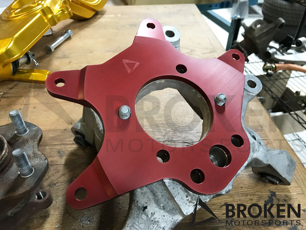 Broken Motorsports - Nissan 370Z Z34/Z33/G35/G37 - Rear Gravel Dual Brake Bracket kit on Bleeding Tarmac