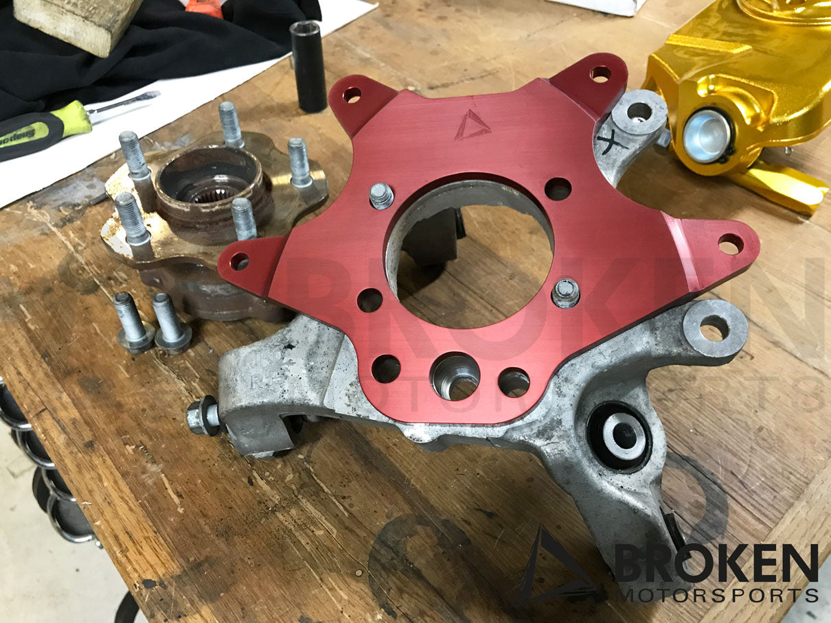 Broken Motorsports - Nissan 370Z Z34/Z33/G35/G37 - Rear Gravel Dual Brake Bracket kit on Bleeding Tarmac