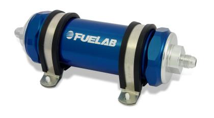 FUELAB - 82812 - 828 Series In-Line Fuel Filter - -8AN 5in 40 Micron Stainless Steel 82812-2 / SPECIAL ORDER Red on Bleeding Tarmac 