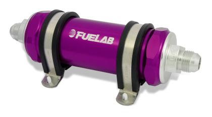 FUELAB - 82831 - 828 Series In-Line Fuel Filter - -6AN 5in 6 Micron Micro-Fiberglass 82831-2 / SPECIAL ORDER Red on Bleeding Tarmac 
