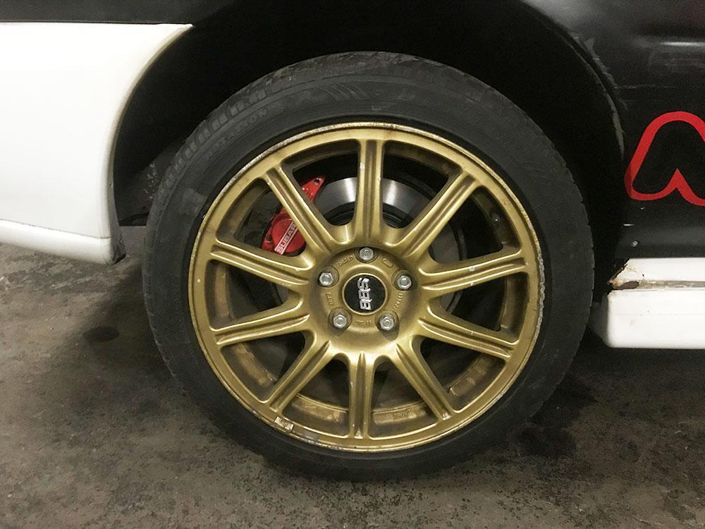 KNS Brakes - Dual Drilled 2-Pot REAR Gravel Rotor - Subaru WRX STi KNS2663 GR/VA on Bleeding Tarmac