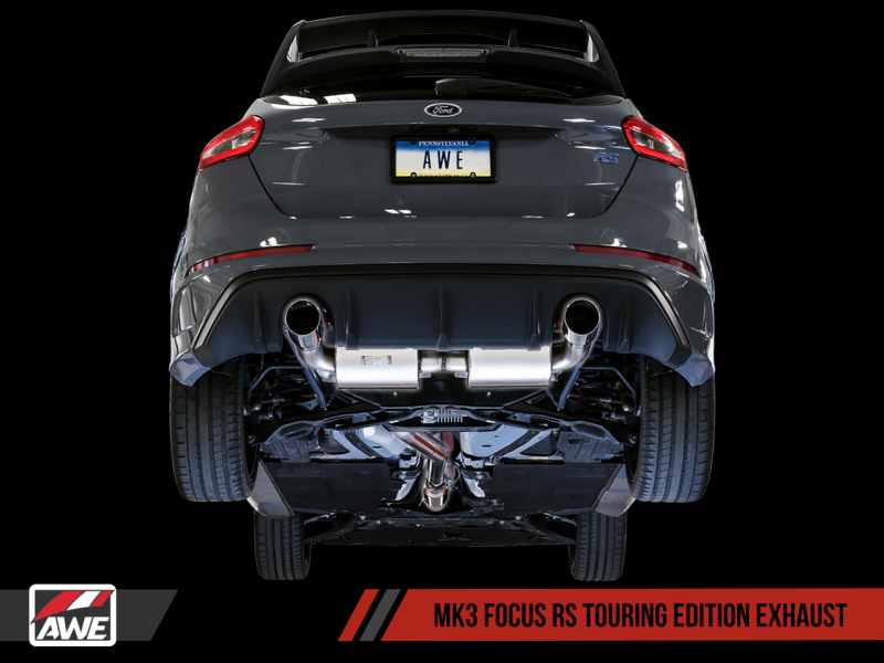 AWE Tuning - Touring Edition Cat-back Exhaust for Ford Focus RS - Non-Resonated - Diamond Black Tips