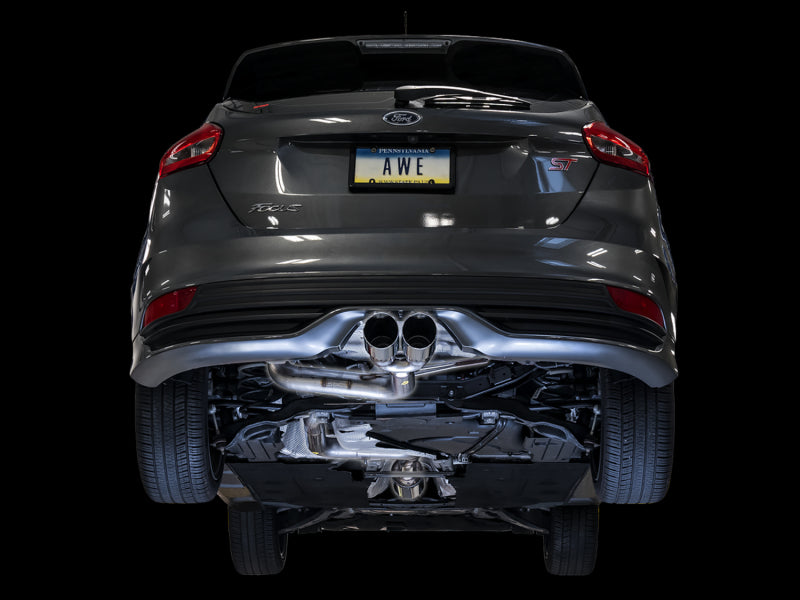 AWE Tuning - Track Edition Cat-back Exhaust for Ford Focus ST - Chrome Silver Tips