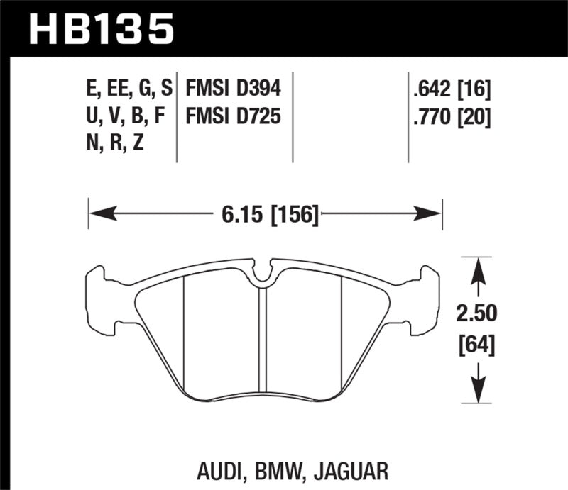 Hawk HB135N.760 - HP+ Street Front Brake Pads - 95-02 BMW M3 on Bleeding Tarmac
