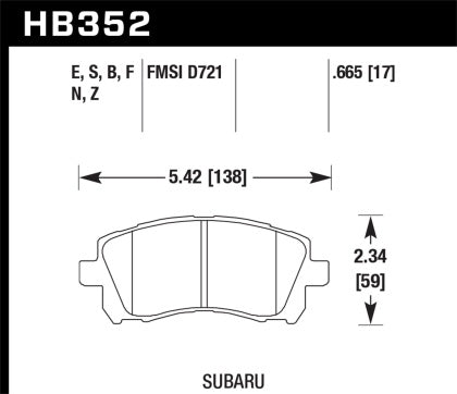 Hawk Performance HB352E.665 Blue 9012 Front Brake Pads - 1998-2003 Subaru Impreza, 97-02 Legacy, 97-02 Forester, & 00-01 Outback on Bleeding Tarmac
