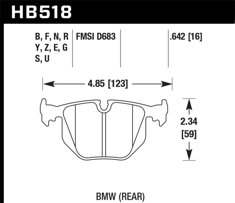 Hawk HB518F.642 - HPS Rear Brake Pads - 01-06 BMW 330 / 03-06 BMW M3 on Bleeding Tarmac