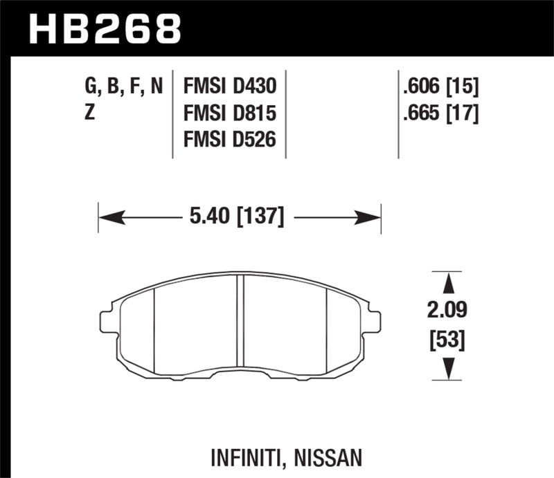 Hawk HB268B.665 - HPS 5.0 Front Brake Pads - 03-05 Nissan 350Z on  Bleeding Tarmac