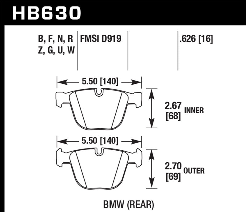 Hawk HB630F.626 - HPS Street Rear Brake Pads - 08-13 BMW M3 on Bleeding Tarmac