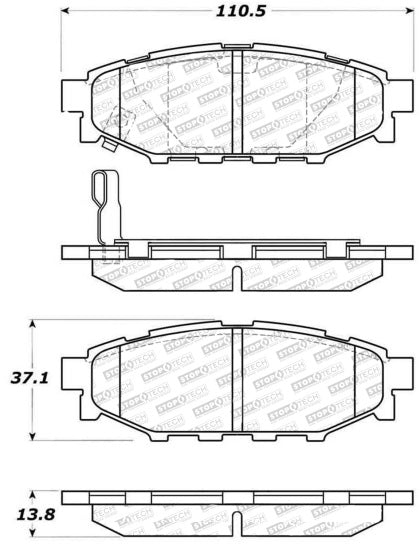 Stoptech - Street Select Brake Pads - Front - 2013-2016 Subaru BRZ, 2014-2020 Crosstrek, 2008-2019 Subaru Impreza WRX & 2009-2013 Forester XT