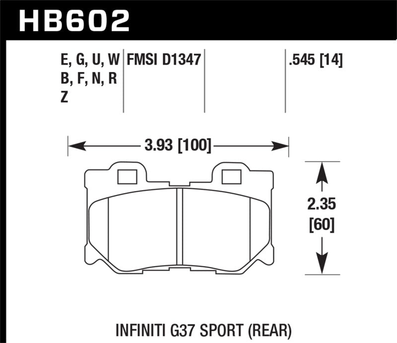 Hawk HB602B.545 - HPS 5.0 Rear Brake Pads - 09+ Nissan 370Z on Bleeding Tarmac