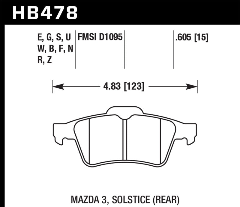 Hawk HB478F.605 - HPS Street Rear Brake Pads - 13-14 Ford Focus ST on Bleeding Tarmac
