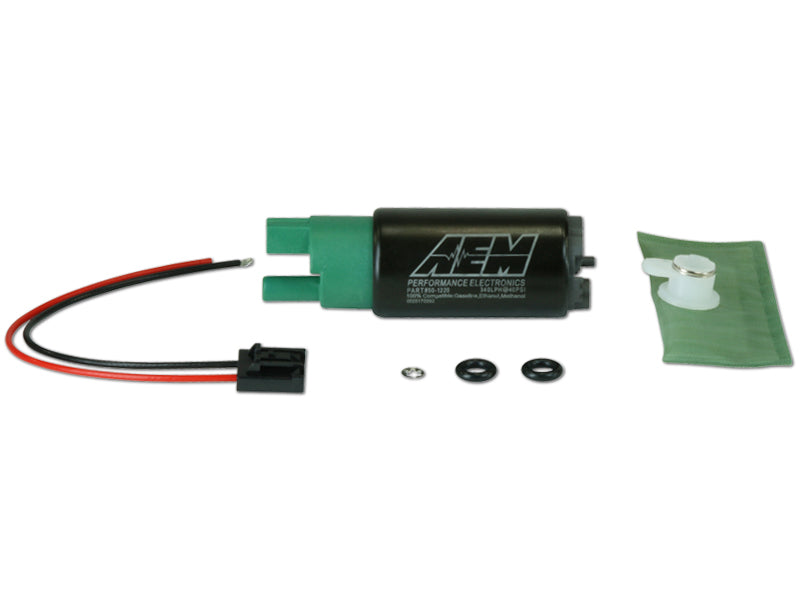 AEM 50-1220 340lph E85-Compatible High Flow In-Tank Fuel Pump (65mm, Offset Inlet) on Bleeding Tarmac