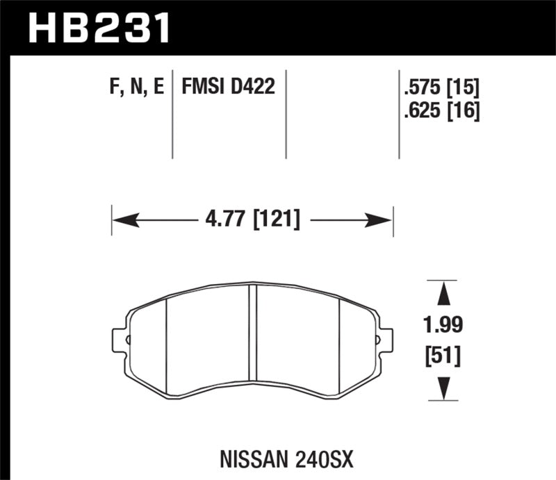 Hawk HB231F.625 - HPS Street Front Brake Pads - 89-96 Nissan 240SX (non-ABS) S13 / S14 on Bleeding Tarmac