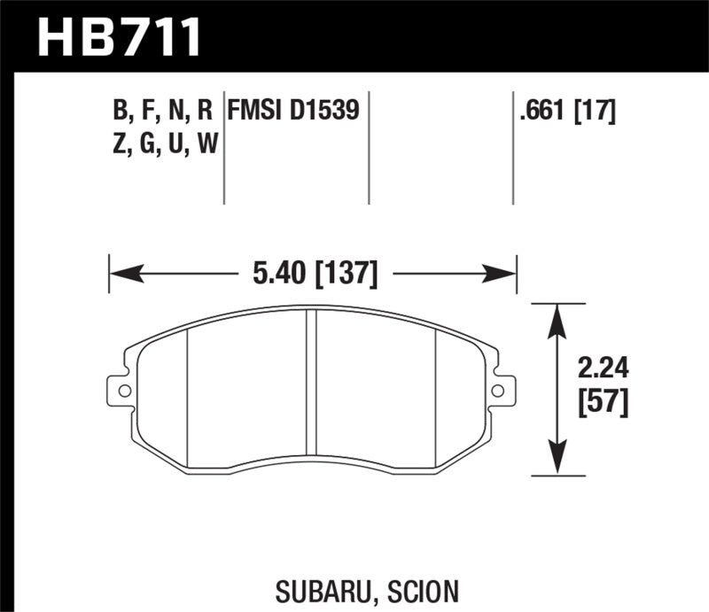 Hawk HB711B.661 - HPS 5.0 Front Brake Pads - 13+ Subaru BRZ / FRS on Bleeding Tarmac