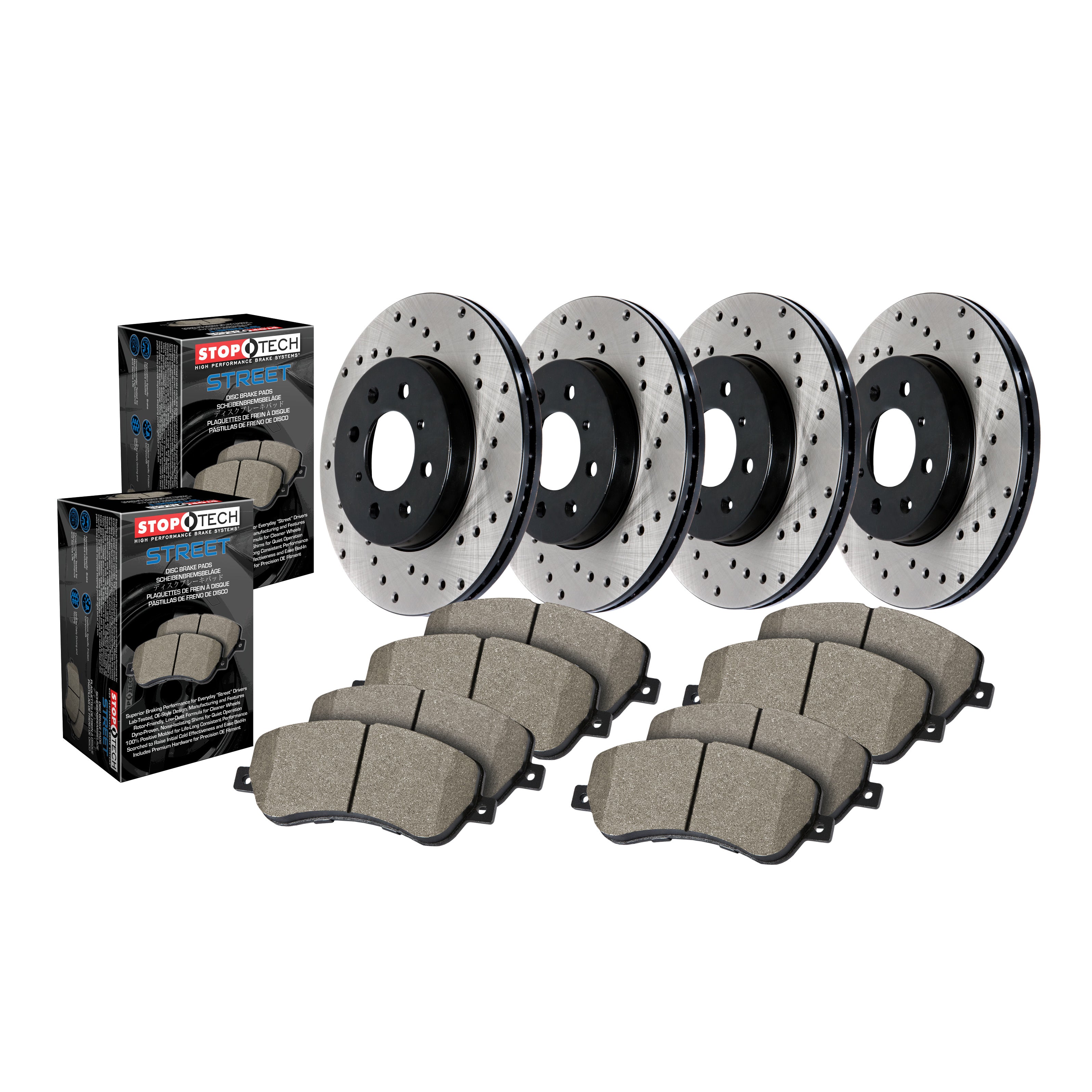 Stoptech 936.47019 Premium Street Pack - Drilled - Front and Rear - 2006-2007 Subaru WRX on Bleeding Tarmac