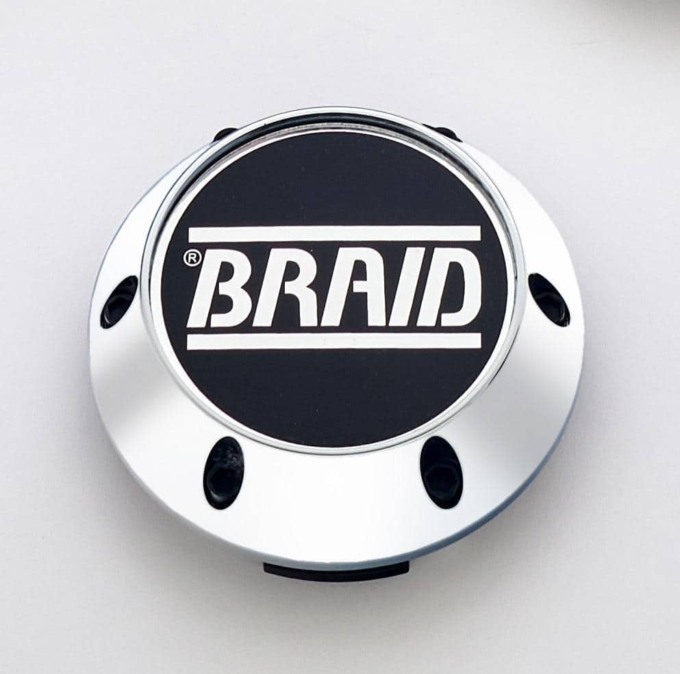 Braid Wheels - Center CAPS  Medium - Chrome on Bleeding Tarmac 