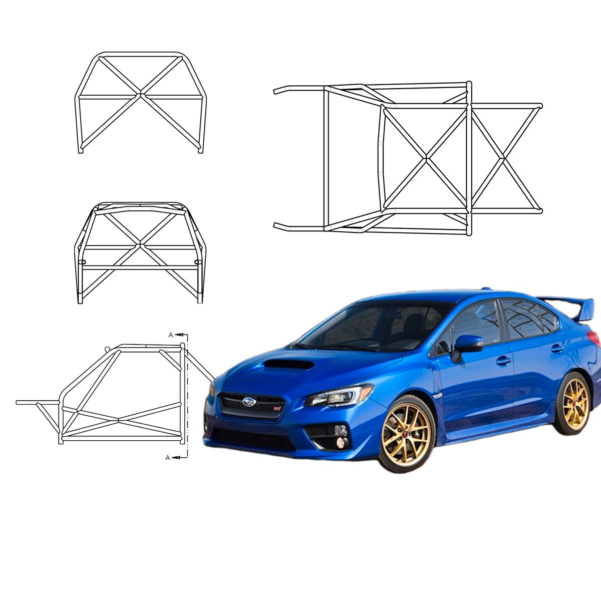 Broken Motorsports - PRE-ORDER - 2015+ Subaru WRX STi VA Roll Cage Kit