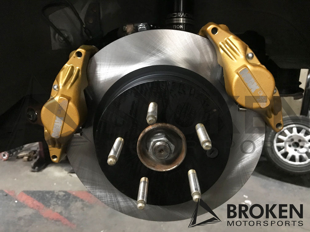 Broken Motorsports - Nissan 370Z Z34/Z33/G35/G37 - Rear Gravel Dual Brake Bracket kit on Bleeding Tarmac