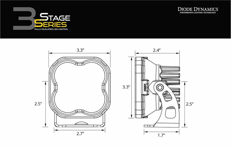 Diode Dynamics - 2015-2020 Subaru WRX/STi Stage Series LED Ditch Light Kit DD6615 Yellow Driving / SS3 Pro on Bleeding Tarmac 