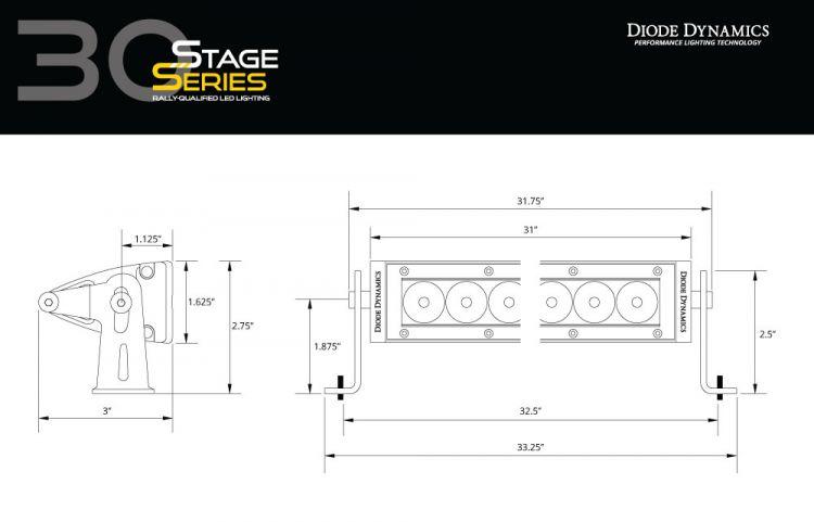 Diode Dynamics - Stage Series 30" White Light Bar DD6036 Flood / Yes (+$30.00) on Bleeding Tarmac 