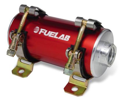 FUELAB - 40401 - PRODIGY Series - Reduced Size EFI In-Line Fuel Pump 40403-2 / SPECIAL ORDER Red on Bleeding Tarmac 