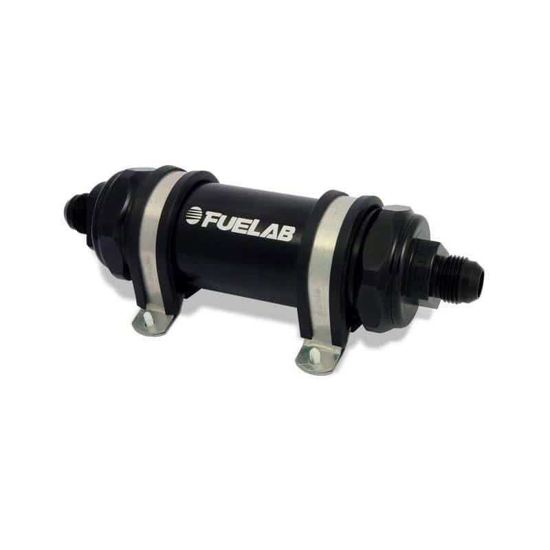 FUELAB - 82804 - 828 Series In-Line Fuel Filter - -12AN 5in 10Micron Cellulose 82804-2 / SPECIAL ORDER Red on Bleeding Tarmac 
