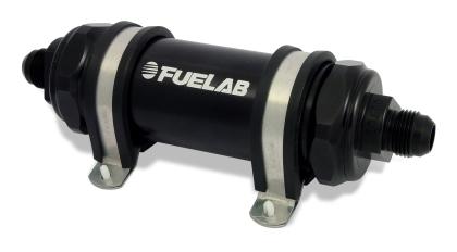 FUELAB - 85801 - 858 Series High Flow In-Line Fuel Filter with Check Valve - -8AN 5in  10 Micron Cellulose 85801-2 / SPECIAL ORDER Red on Bleeding Tarmac 