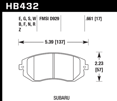 Hawk Performance HB432S.661 HT-10 Front Brake Pads - 2004 Subaru Impreza WRX, 02-12 Legacy, 02-12 Outback, 03-06 Baja, & 04-10 Forester on Bleeding Tarmac