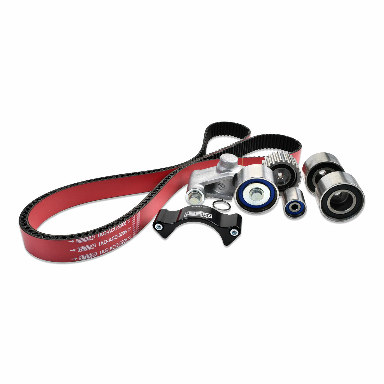 IAG - Timing Belt Kit with IAG Red Racing Belt, Timing Guide, Idlers & Tensioner - 02-14 Subaru WRX, 04-21 STi, 05-12 LGT, 04-13 FXT