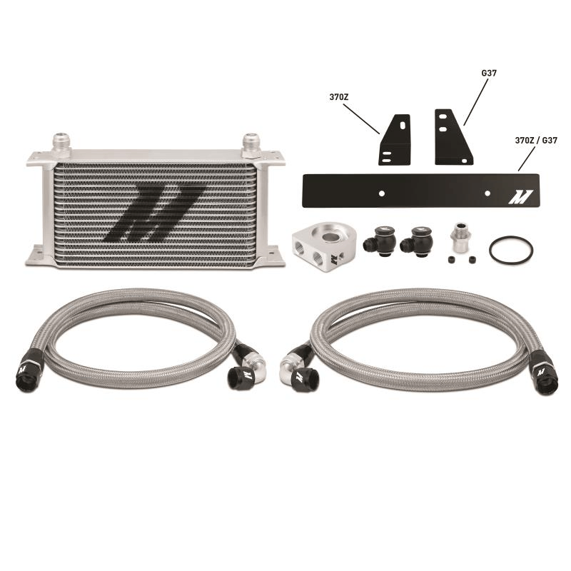 Mishimoto - Oil Cooler Kit - 09+ Nissan 370Z misMMOC-370Z-09TBK Black - Thermostatic on Bleeding Tarmac 