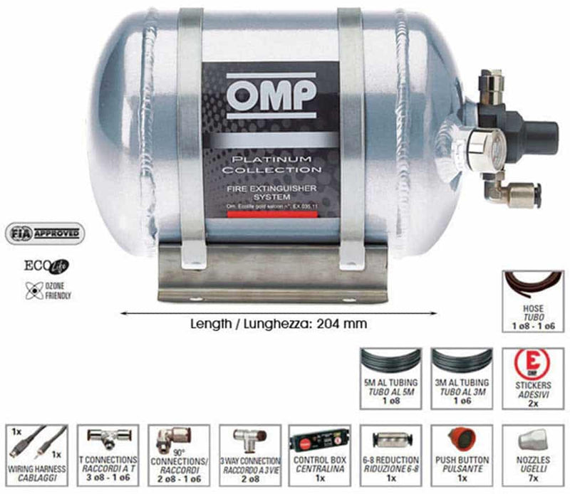 OMP - Fire Suppression - 1.3L Electronic Trigger Aluminum Bottle CESAL3 Fire System - Platinum Collection CESAL3 Default Title on Bleeding Tarmac 