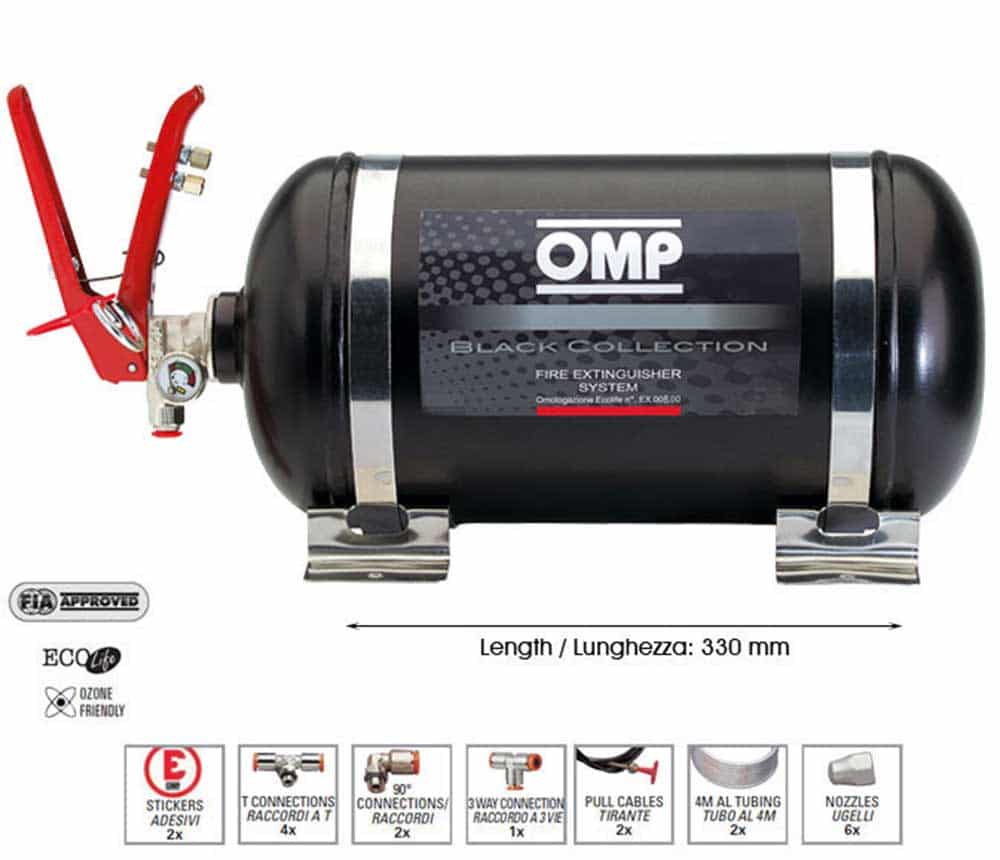 OMP - Fire Suppression - 4.25L Mechanical Trigger Steel Bottle CMSST1 Fire System - Black Collection CMSST1 Default Title on Bleeding Tarmac 