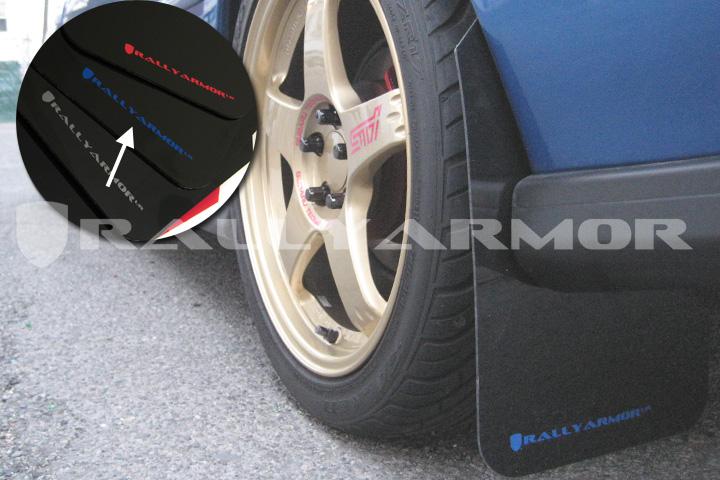 Rally Armor Mud Flaps - Subaru Impreza 93-01 ralMF2-UR-RD/WH Red / White on Bleeding Tarmac 
