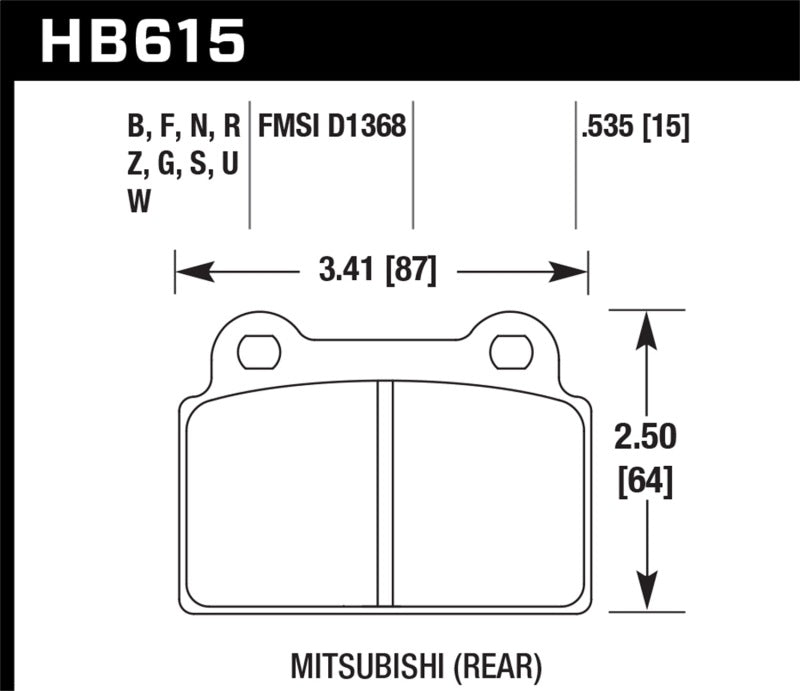 Hawk HB615B.535 - HPS 5.0 Rear Brake Pads - 08-14 Mitsubishi Lancer Evo on Bleeding Tarmac