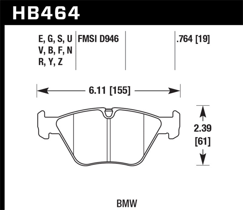 Hawk HB464F.764 - HPS Street Front Brake Pads - 01-06 BMW 330Ci / 03-06 M3 on Bleeding Tarmac