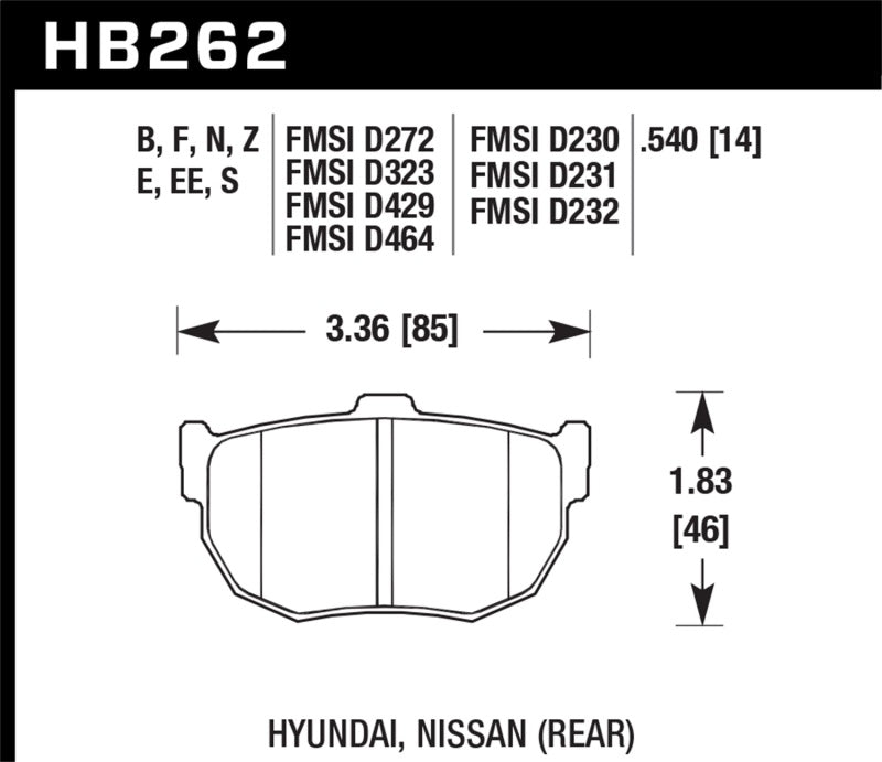 Hawk HB262B.540 - HPS 5.0 Rear Brake Pads - 89-98 Nissan 240SX S13 / S14 on Bleeding Tarmac