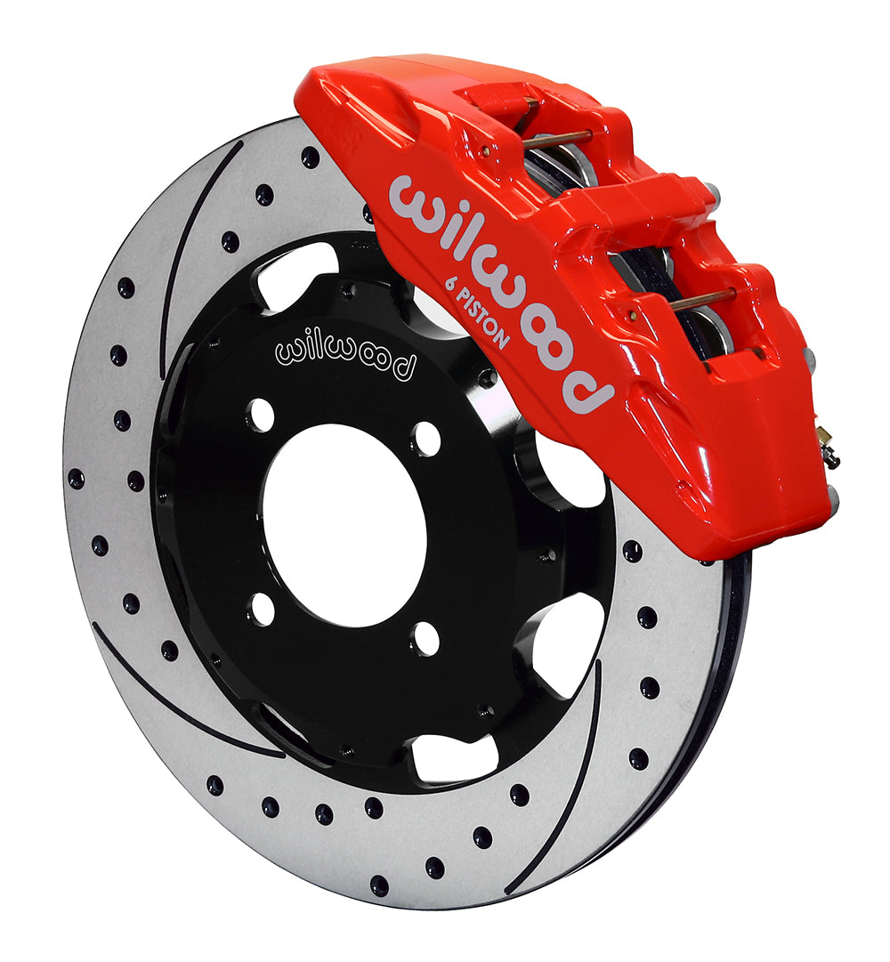 Wilwood 140-11899-DR Forged Dynapro 6 Big Brake Front Brake Kit (Hat) - Drilled Red - 2011+ Ford Fiesta on Bleeding Tarmac