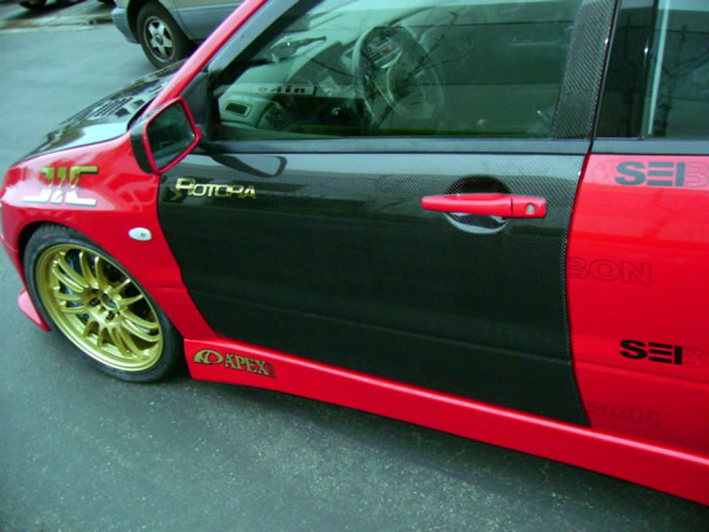 SEIBON DD0305MITEVO8-F OEM-Style Carbon Fiber Front Doors - 2003-2007 Mitsubishi Lancer / EVO - OFF-road use ONLY on Bleeding Tarmac