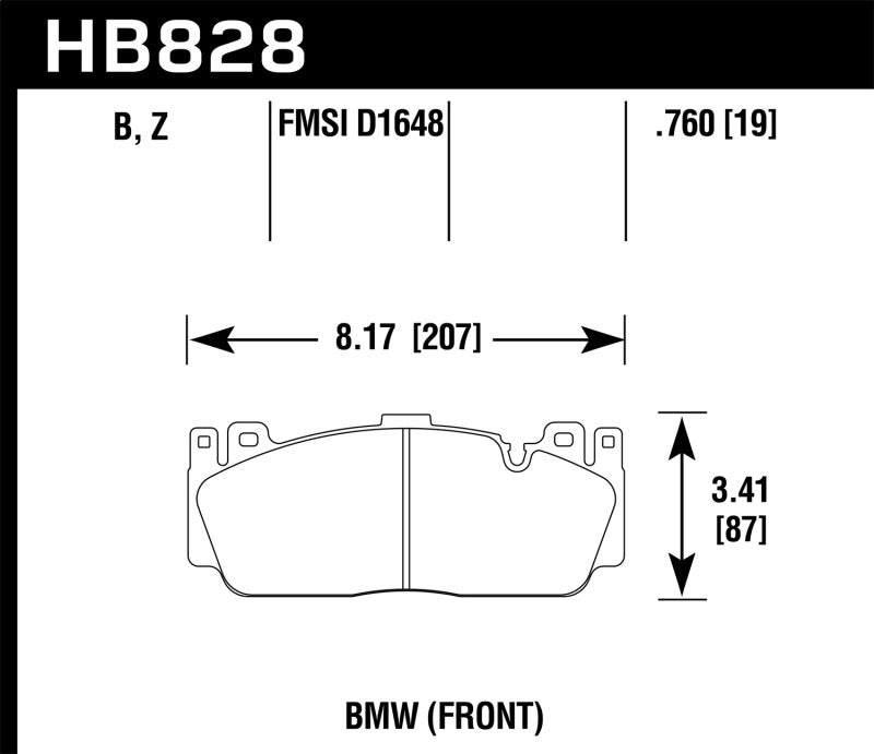 Hawk HB828Z.760 - Performance Ceramic Front Brake Pads - 18-19 BMW M3 / M4 on Bleeding Tarmac