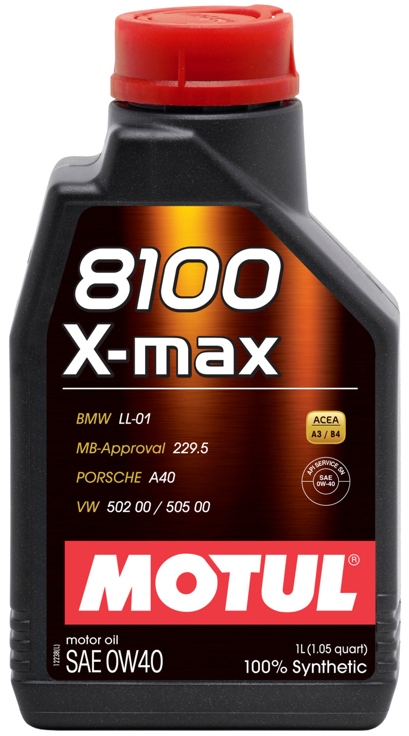 Motul 104531  1L Synthetic Engine Oil 8100 0W40 X-MAX on Bleeding Tarmac