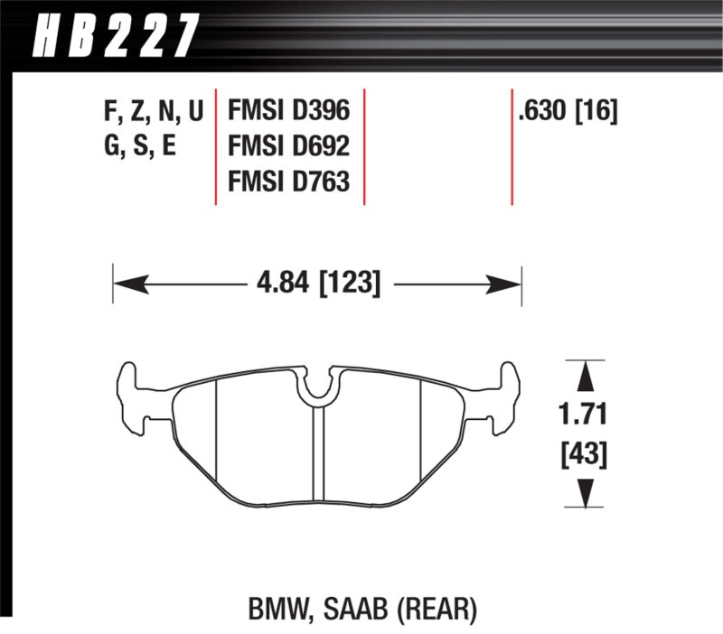 Hawk HB227S.630 - HT-10 Race Rear Brake Pads - 95-99 BMW M3 on Bleeding Tarmac