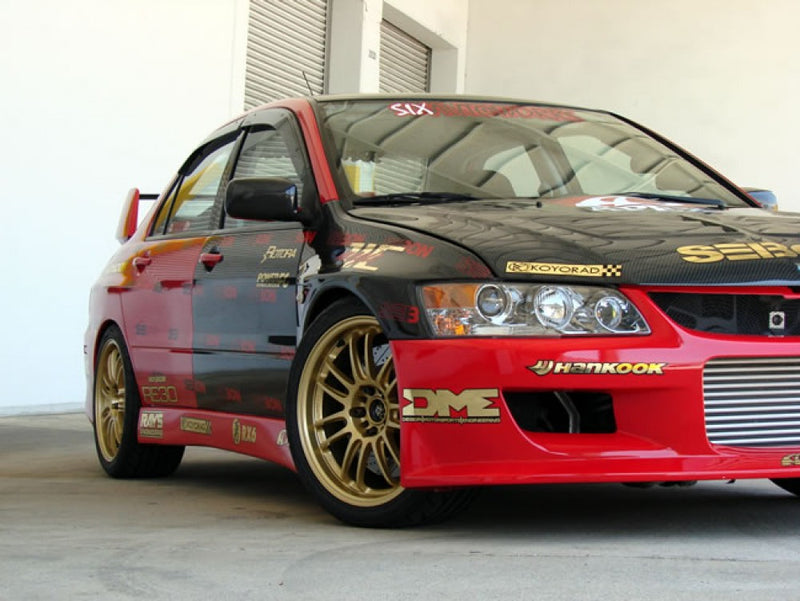 SEIBON FF0305MITEVO8 Carbon Fiber Wide Fenders - 2003-2006 Mitsubishi Lancer EVO on Bleeding Tarmac