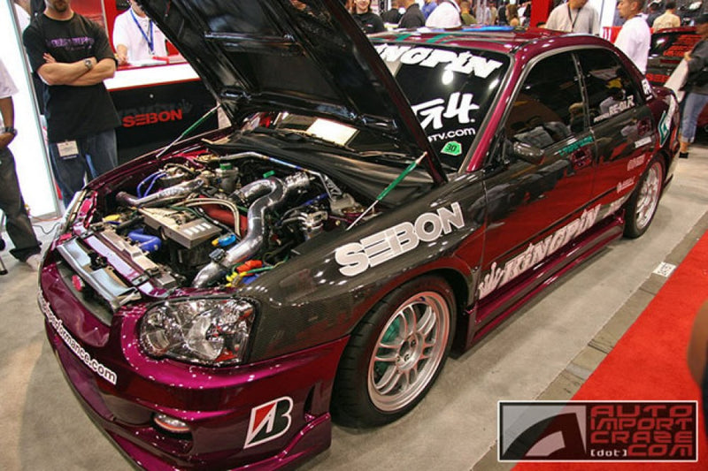 SEIBON FF0405SBIMP Carbon Fiber Wide Fenders - 2004-2005 Subaru Impreza / WRX / STi Sedan on Bleeding Tarmac