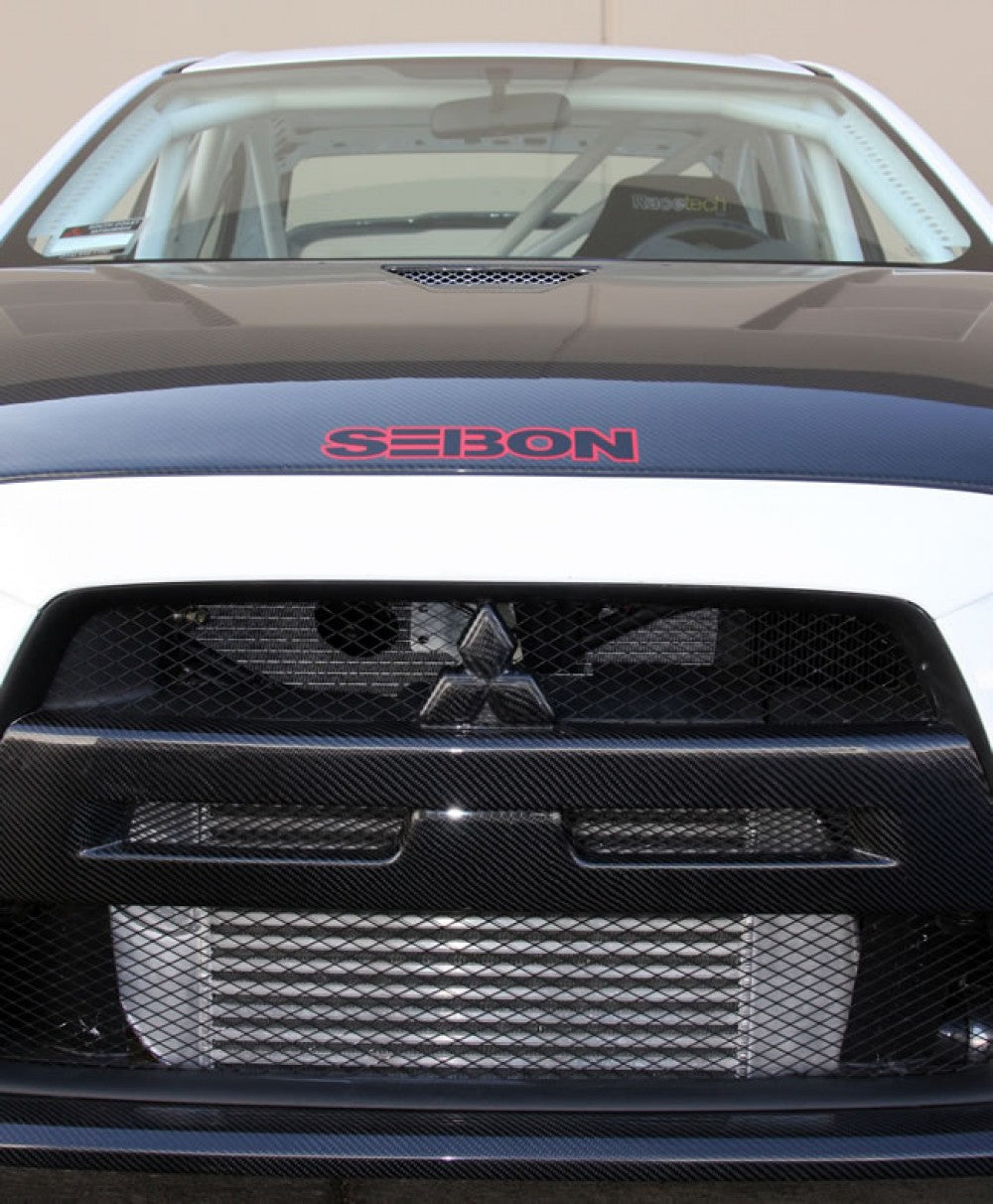 SEIBON FG0809MITEVOX Carbon Fiber Front Grille - 2008-2015 Mitsubishi Lancer EVO X on Bleeding Tarmac