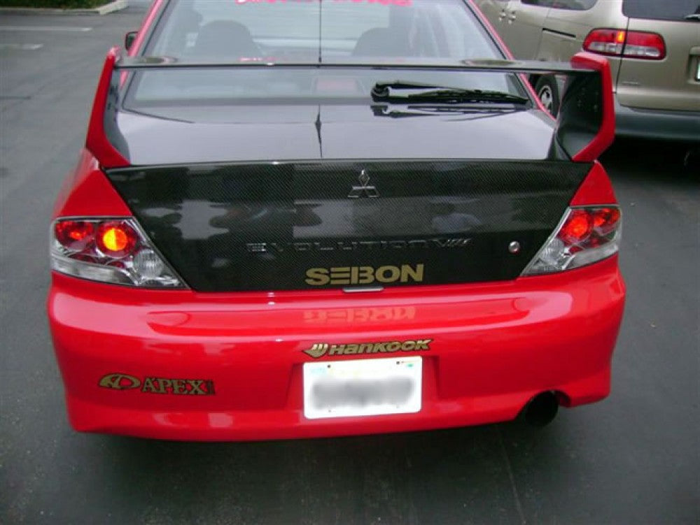 SEIBON TL0305MITEVO8 OEM-Style Carbon Fiber Trunk Lid - 2003-2007 Mitsubishi Lancer EVO on Bleeding Tarmac
